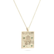 He Will Guard My Path Pendant Necklace in 14k white gold with emerald