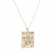 He Will Guard My Path Pendant Necklace in 14k white gold with sapphire