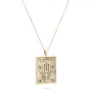 Hashem Is Your Guardian Pendant Necklace in 14k white gold with sapphire