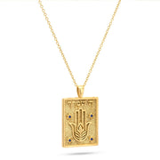 Hashem Is Your Guardian Pendant Necklace in 14k yellow gold with sapphire