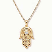 Les Petit Jewels Necklaces Halo Hamsa Necklace - 14k Gold