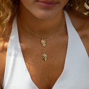 Les Petit Jewels Necklaces Halo Hamsa Necklace - 14k Gold
