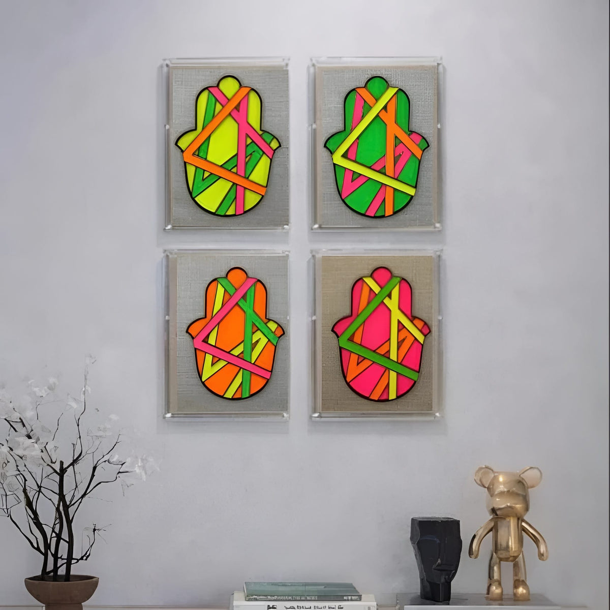 Framed Ombre Hamsa - Choice of Neon Colors