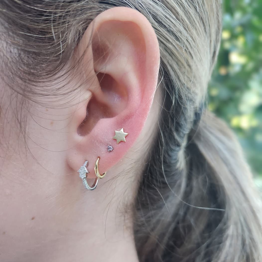 Alef Bet - Hamsa Diamond Pave Huggie Earrings - 14k Yellow or White Gold - ModernTribe