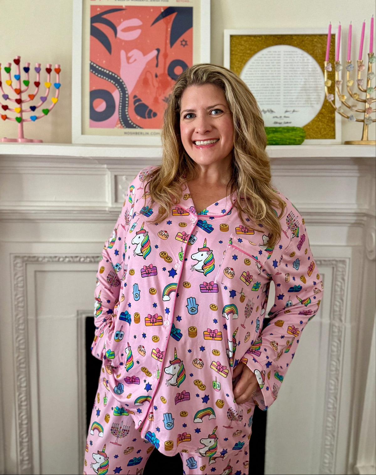 Amy Kritzer Becker - Hanukkah Dreams Bamboo Adult Pajamas - (Unisex Sizes S - 4XL) - ModernTribe
