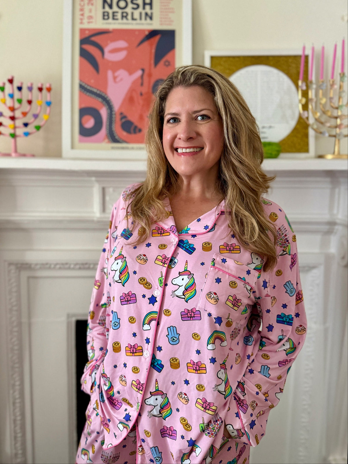 Amy Kritzer Becker - Hanukkah Dreams Bamboo Adult Pajamas - (Unisex Sizes S - 4XL) - ModernTribe