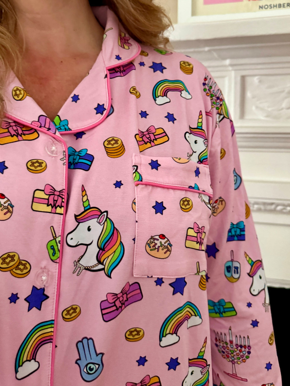 Amy Kritzer Becker - Hanukkah Dreams Bamboo Adult Pajamas - (Unisex Sizes S - 4XL) - ModernTribe