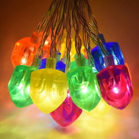Hanukkah Dreidel Colorful String Lights