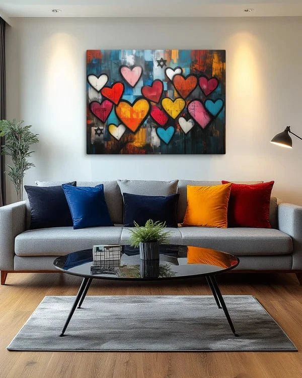 Beraishis - Hearts and Stars of David Canvas by Beraishis - ModernTribe