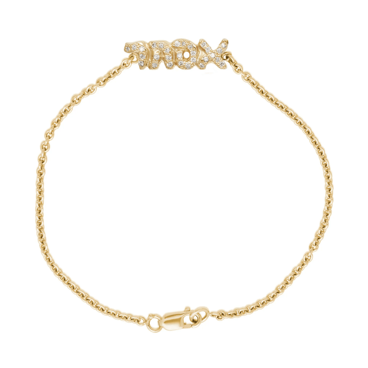 Elisa Solomon Bracelets Yellow Gold Diamond Hebrew Name Bracelet by Elisa Solomon - Yellow, White or Rose Gold, or Platinum