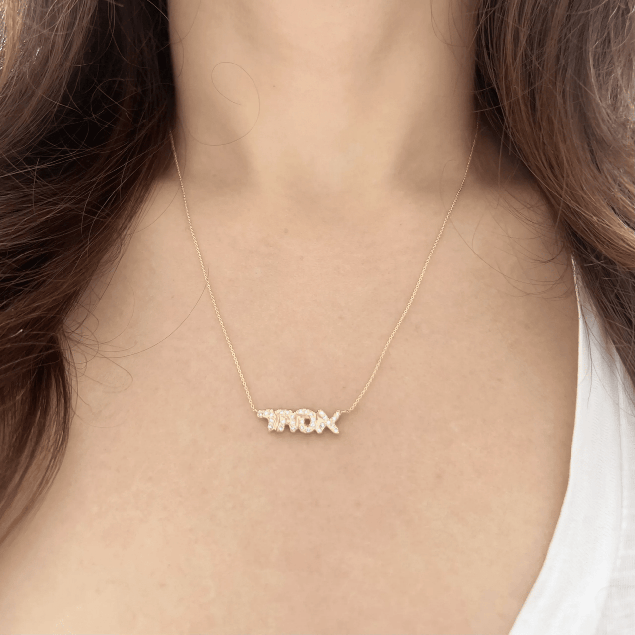 Elisa Solomon - Diamond Hebrew Name Necklace by Elisa Solomon - 14k Yellow, White or Rose Gold - ModernTribe