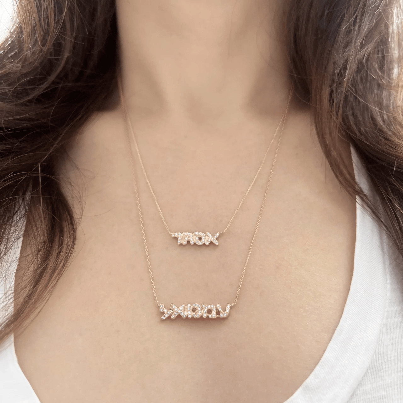 Elisa Solomon - Diamond Hebrew Name Necklace by Elisa Solomon - 14k Yellow, White or Rose Gold - ModernTribe