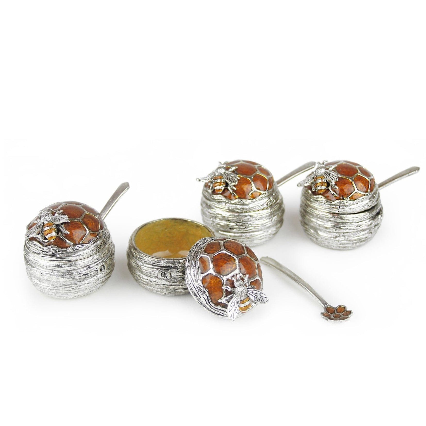 Quest Collection Honey Dishes Mini Honeycomb Beehive Bowls - Set of 4