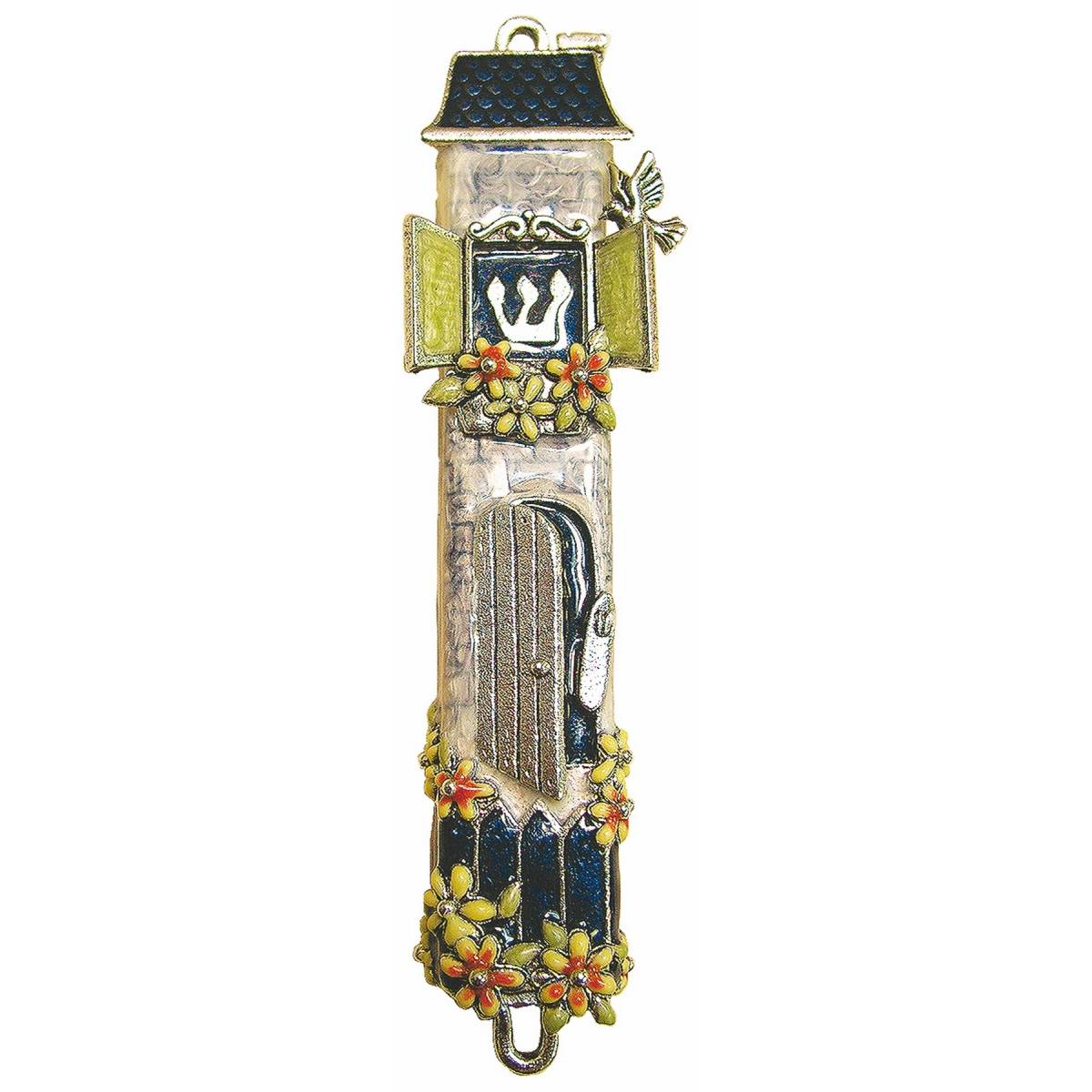 Quest Collection - Hand - Painted House Mezuzah - Silver - Plated - ModernTribe