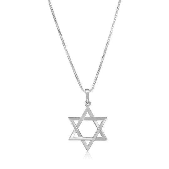 Unisex Classic Star of David Necklace - Sterling Silver
