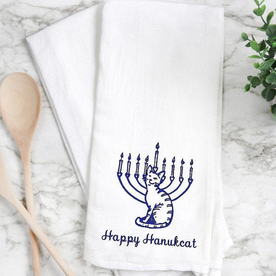 Happy Hanukcat Tea Towel