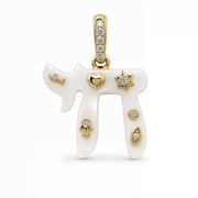 Izakov Fine Jewelry Necklaces Jewish Charms Chai Gemstone Pendant - 14k Gold