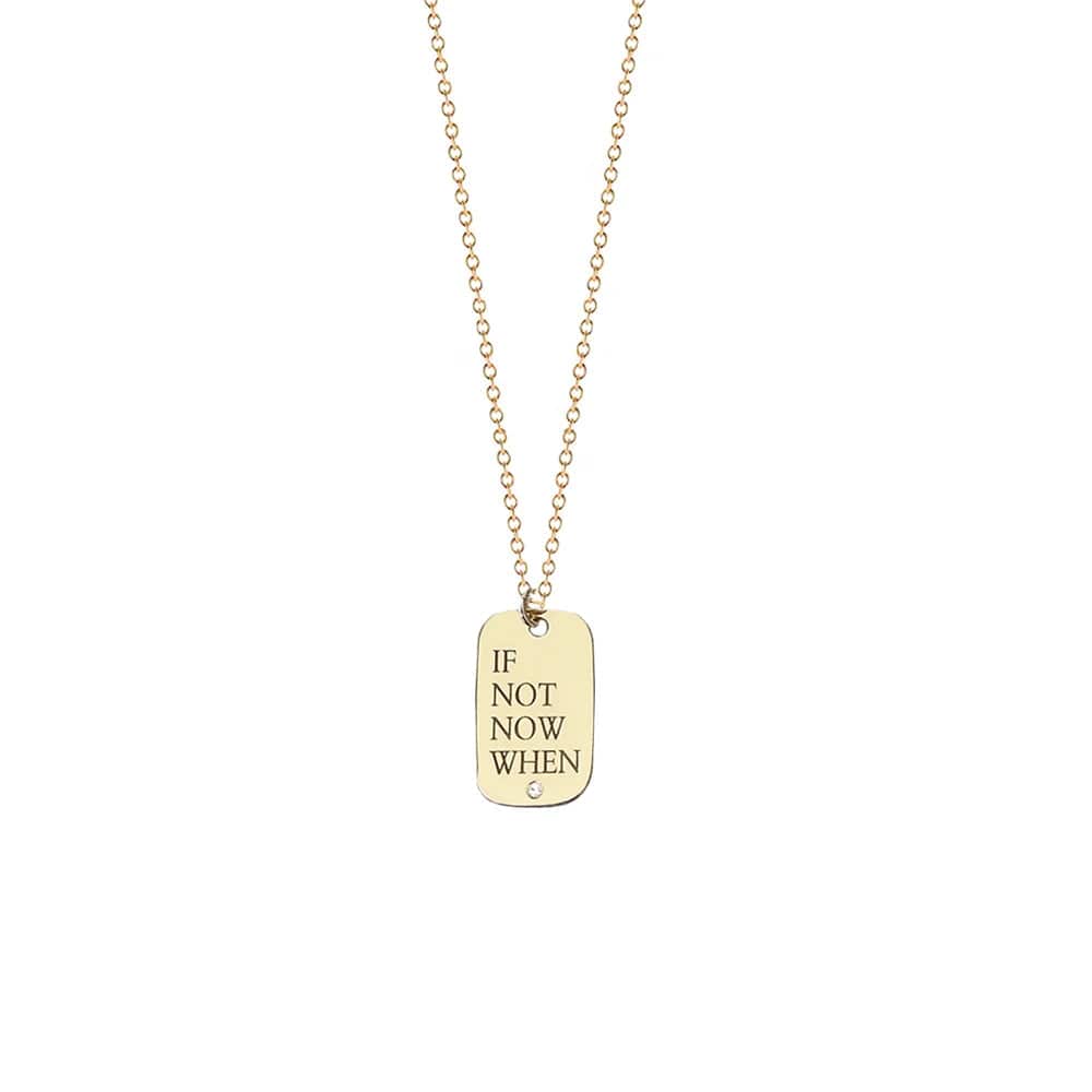 Miriam Merenfeld Jewelry - MMJ My Way ID Tag Necklace with Diamond - Choice of Statement - (Sterling Silver or Gold - Plated) - ModernTribe
