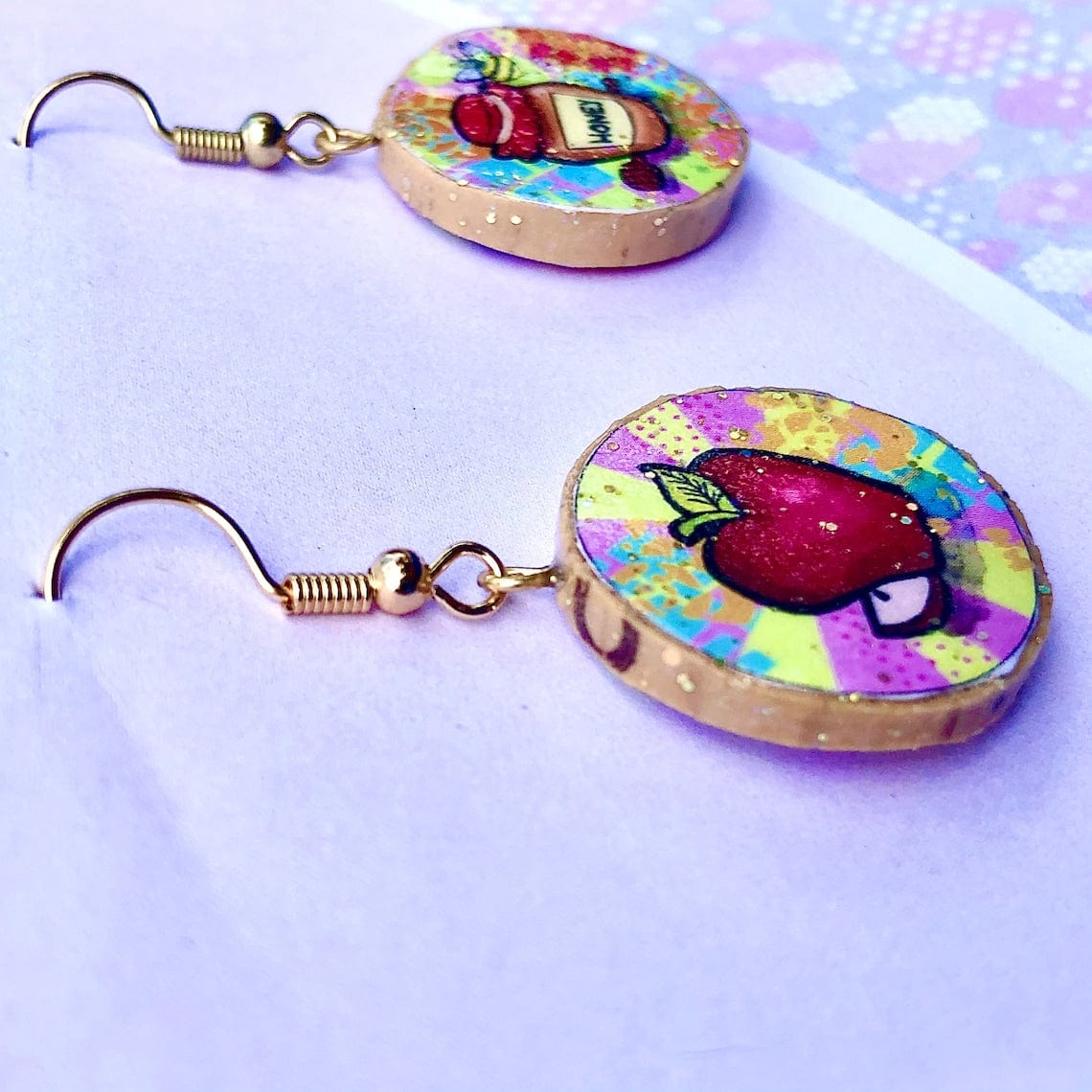 Amelia's Art - ifacts - Mixed Media Glitter Apples and Honey Earrings - ModernTribe
