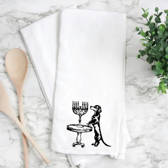 Hanukkah Dachshund Kitchen Towel