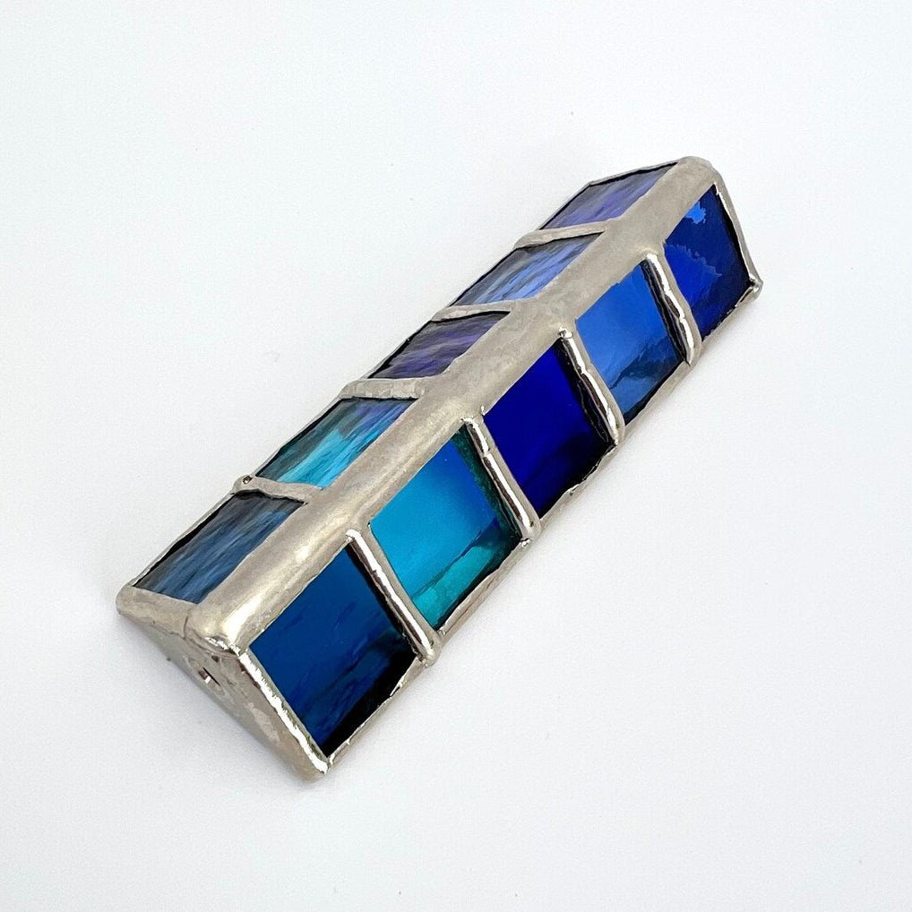 Israel Museum - Blue and Silver Glass Mezuzah by Israel Museum - ModernTribe