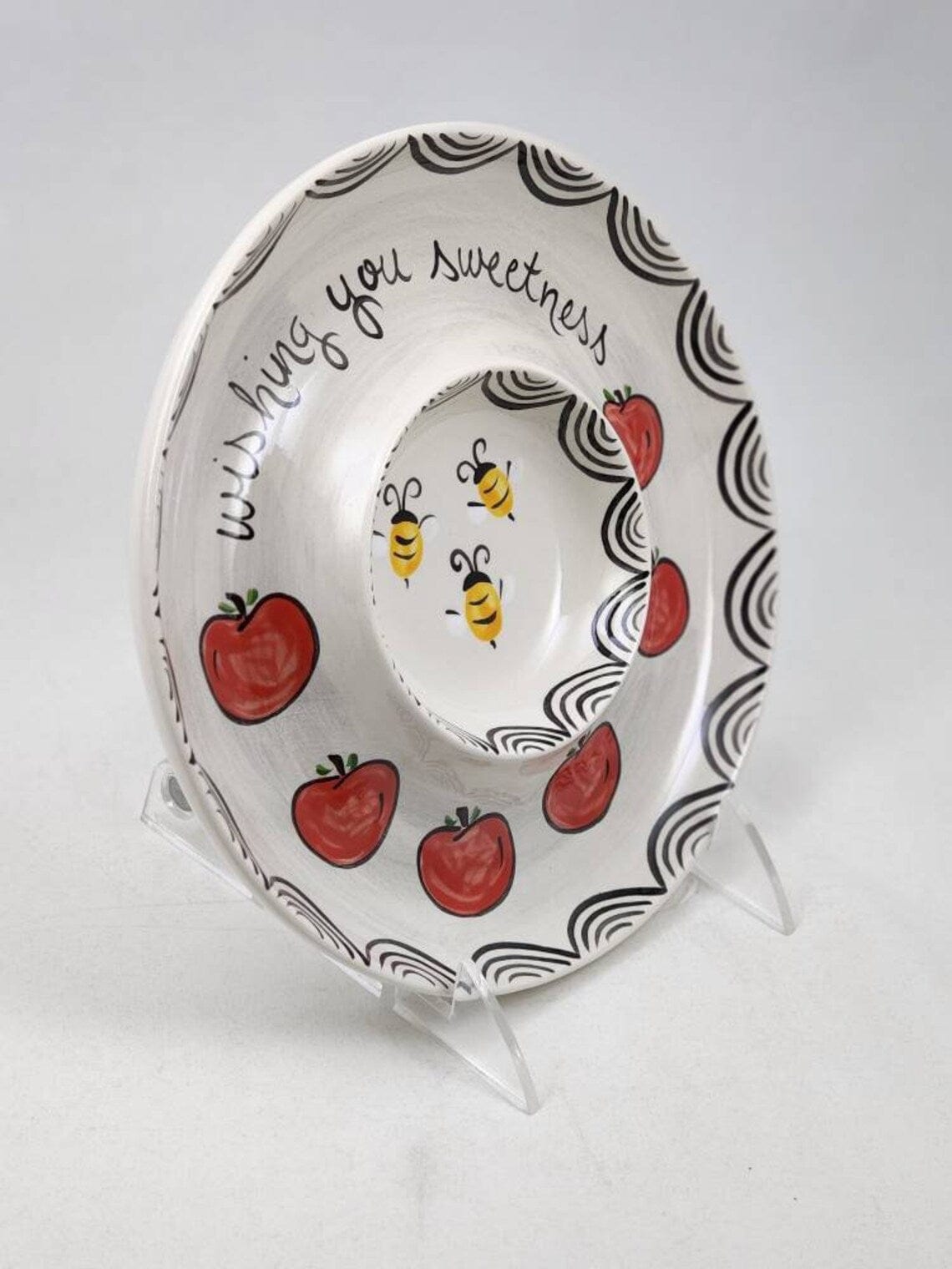 Suzaluna - Hand - Painted Ceramic Wishing Your Sweetness Apples and Honey Dish - ModernTribe