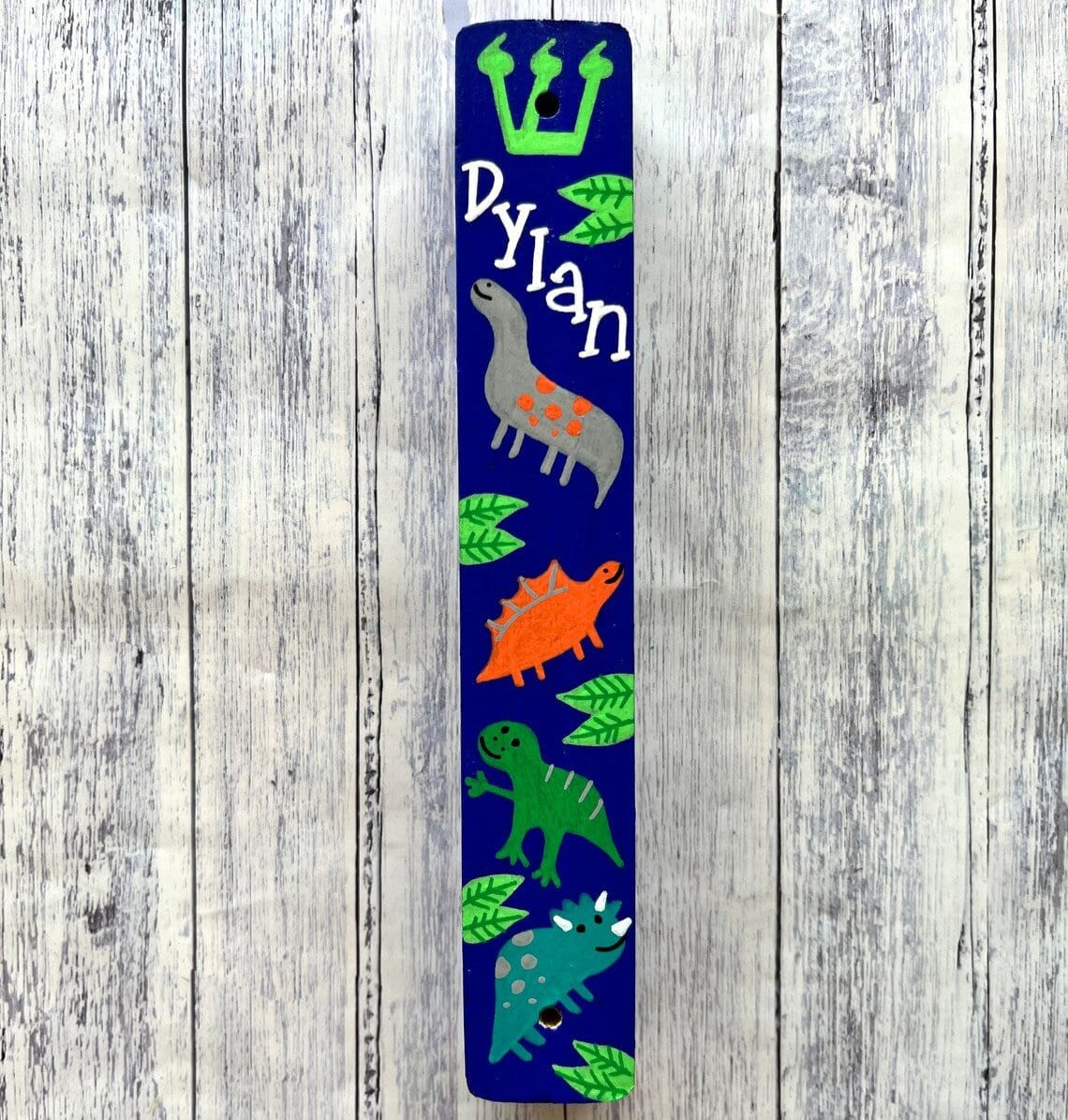 Lea Joelle Handmade Mezuzahs Personalized Dinosaur Mezuzah - Dark Blue