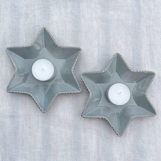 Star of David Tea Light Candle Holders by Nina Keramik