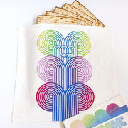 Studio Armadillo Matzah Covers Rainbow Wave Matzah Cover and Afikomen Bag Set