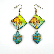 Amelia's Art-ifacts Earrings Cat and Dreidel Hanukkah Earrings
