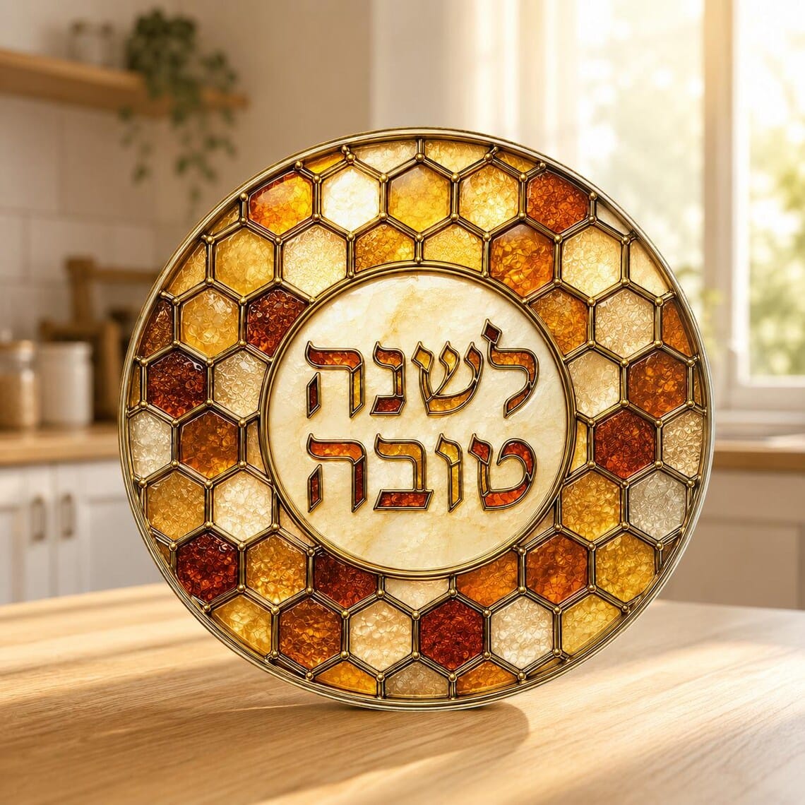 The Rabbi's Wife - Honeycomb Border Shana Tova Round Challah Board - ModernTribe
