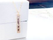 Everything Beautiful - This Too Shall Pass Vertical Bar Necklace - Sterling Silver, Yellow or Rose Gold - ModernTribe