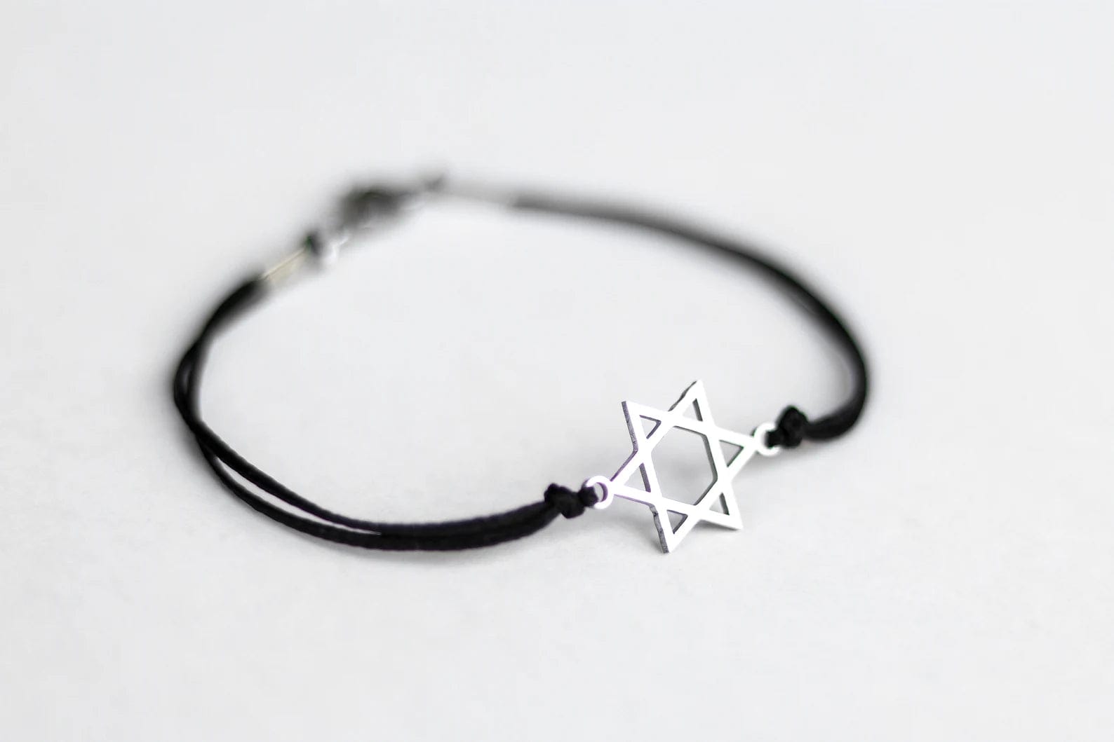 Shani and Adi Jewelry Bracelets Silver Magen David Bracelet on Black Cord - (Size 7 or 8) (Copy)