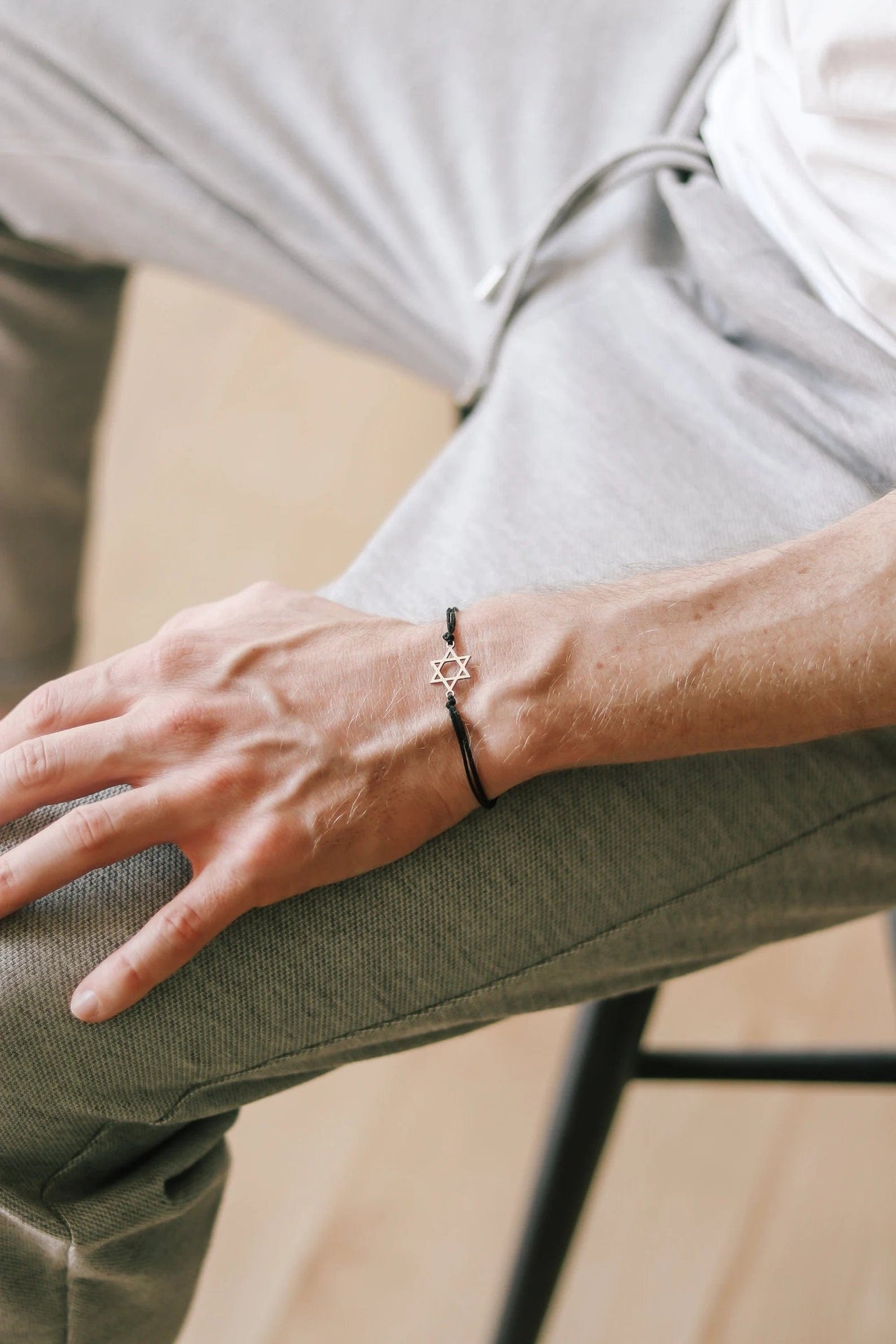 Shani and Adi Jewelry - Silver Magen David Bracelet on Black Cord - 7" or 8" - ModernTribe