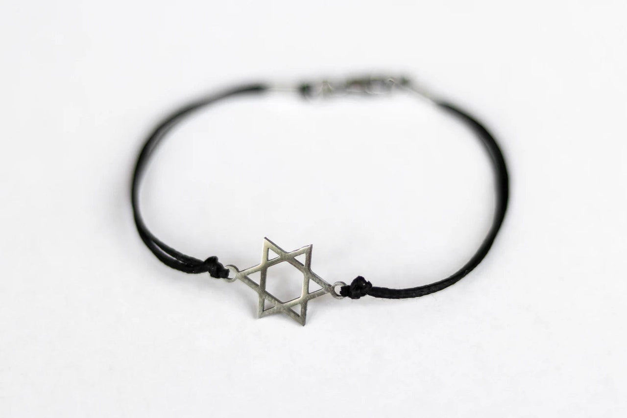 Shani and Adi Jewelry - Silver Magen David Bracelet on Black Cord - 7" or 8" - ModernTribe