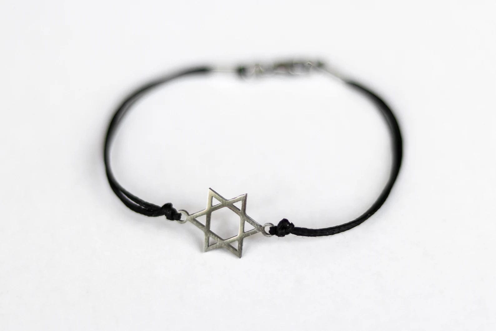 Shani and Adi Jewelry Bracelets Silver Magen David Bracelet on Black Cord - (Size 7 or 8) (Copy)