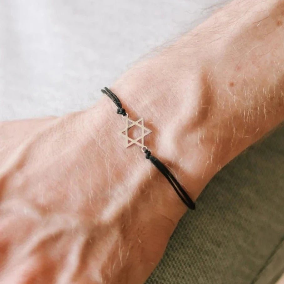 Shani and Adi Jewelry - Silver Magen David Bracelet on Black Cord - 7" or 8" - ModernTribe