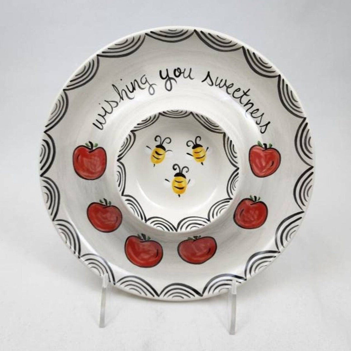 Suzaluna - Hand - Painted Ceramic Wishing Your Sweetness Apples and Honey Dish - ModernTribe