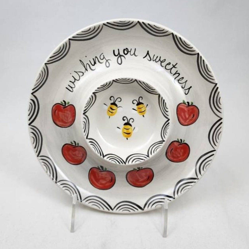 Suzaluna - Hand - Painted Ceramic Wishing Your Sweetness Apples and Honey Dish - ModernTribe