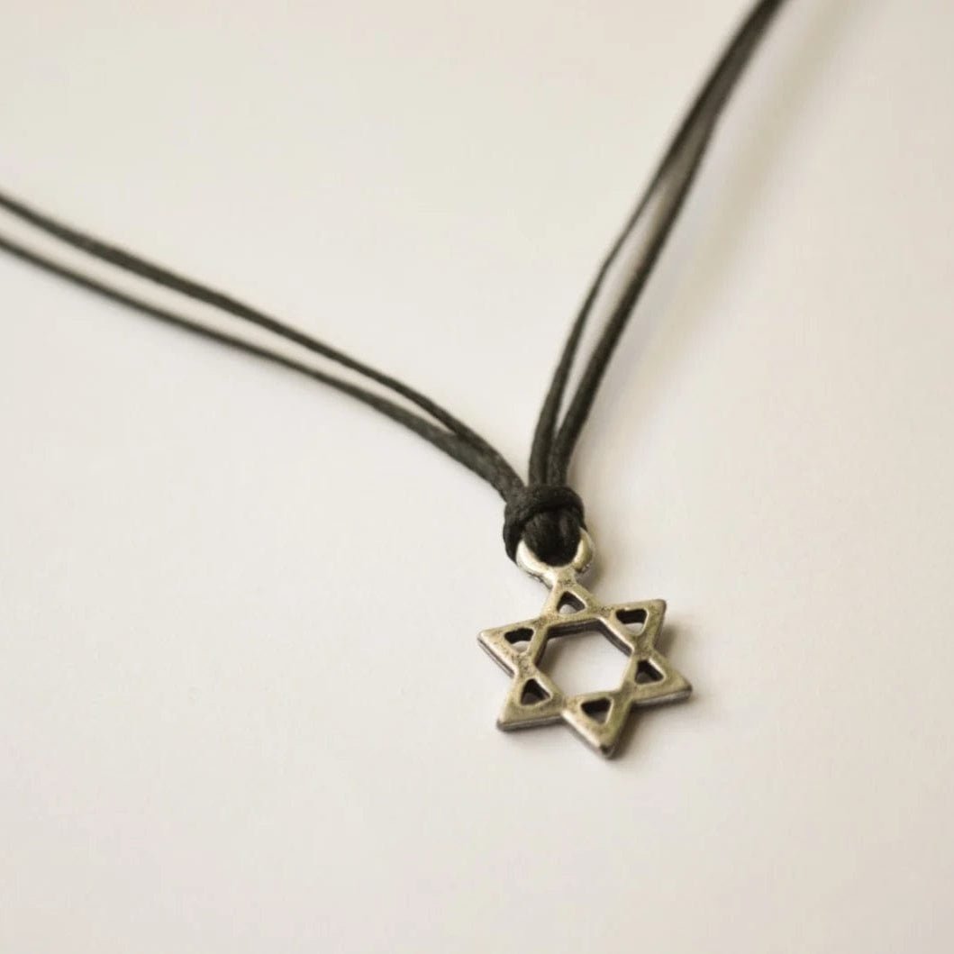 Shani and Adi Jewelry - Silver Magen David Necklace on Black Cord - ModernTribe