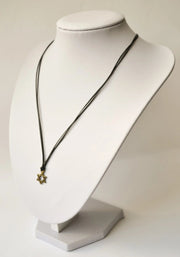 Shani and Adi Jewelry Necklaces Bronze Magen David Necklace on Black Cord