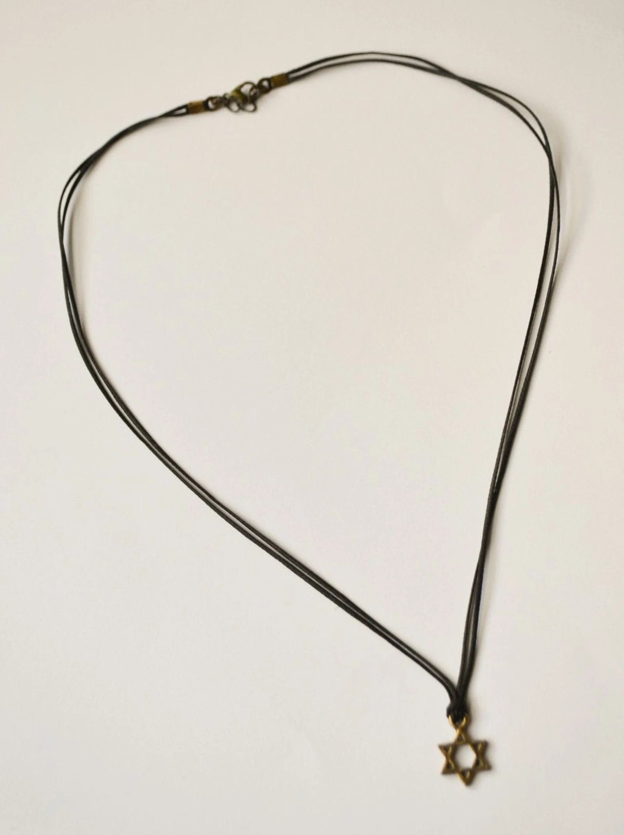 Shani and Adi Jewelry - Brass Magen David Necklace on Black Cord - ModernTribe