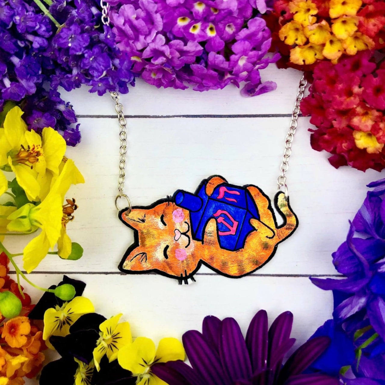 Amelia's Art - ifacts - Cat and Dreidel Hanukkah Necklace - ModernTribe