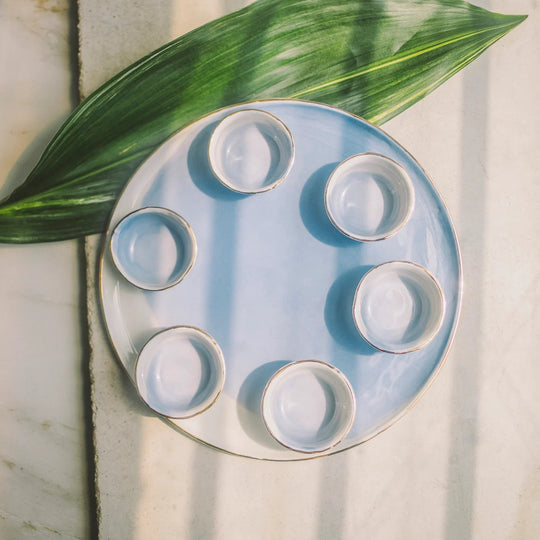 Blue and White Porcelain Seder Plate by SIND Studio