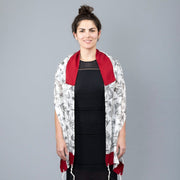 Elly Bovarnick Studios Tallises Black and White Pomegranates Silk Habotai Tallit and Bag