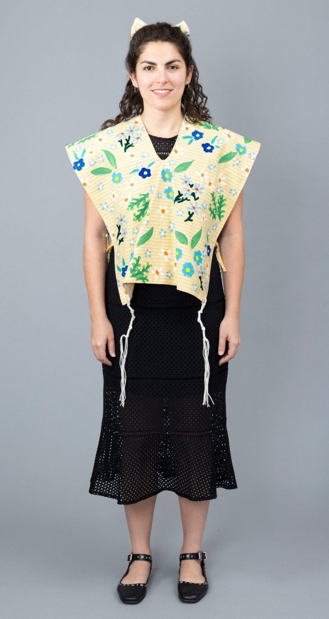Elly Bovarnick Studios - Hands - Free Yellow Floral Tallit, Hair Bow - ModernTribe