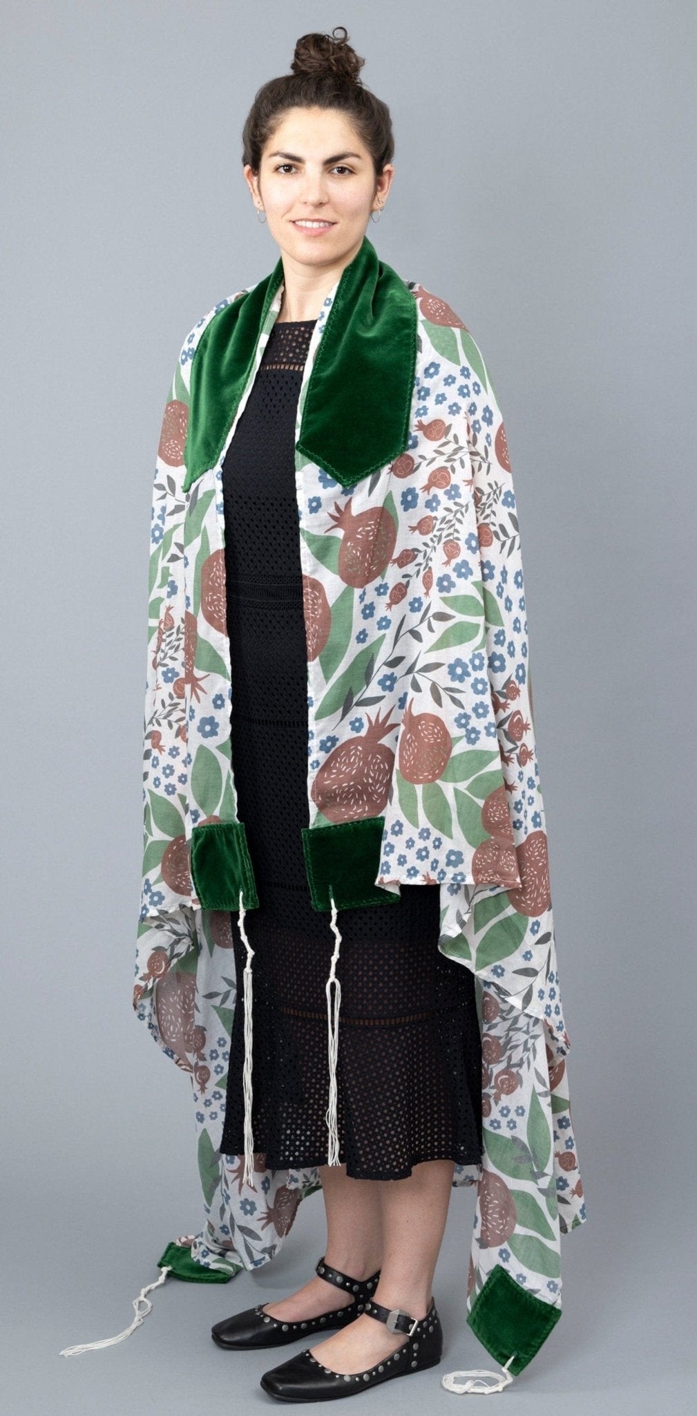 Elly Bovarnick Studios - Youthful Pomegranates Cotton Voile Tallit - ModernTribe