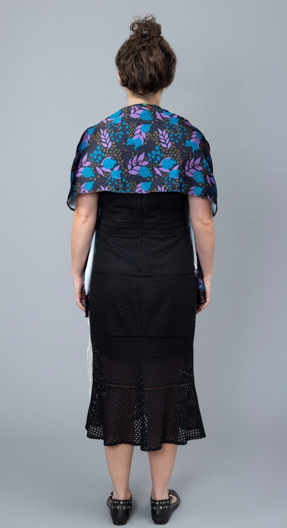 Elly Bovarnick Studios - Dark Purple and Red Pomegranate Satin Tallit - ModernTribe
