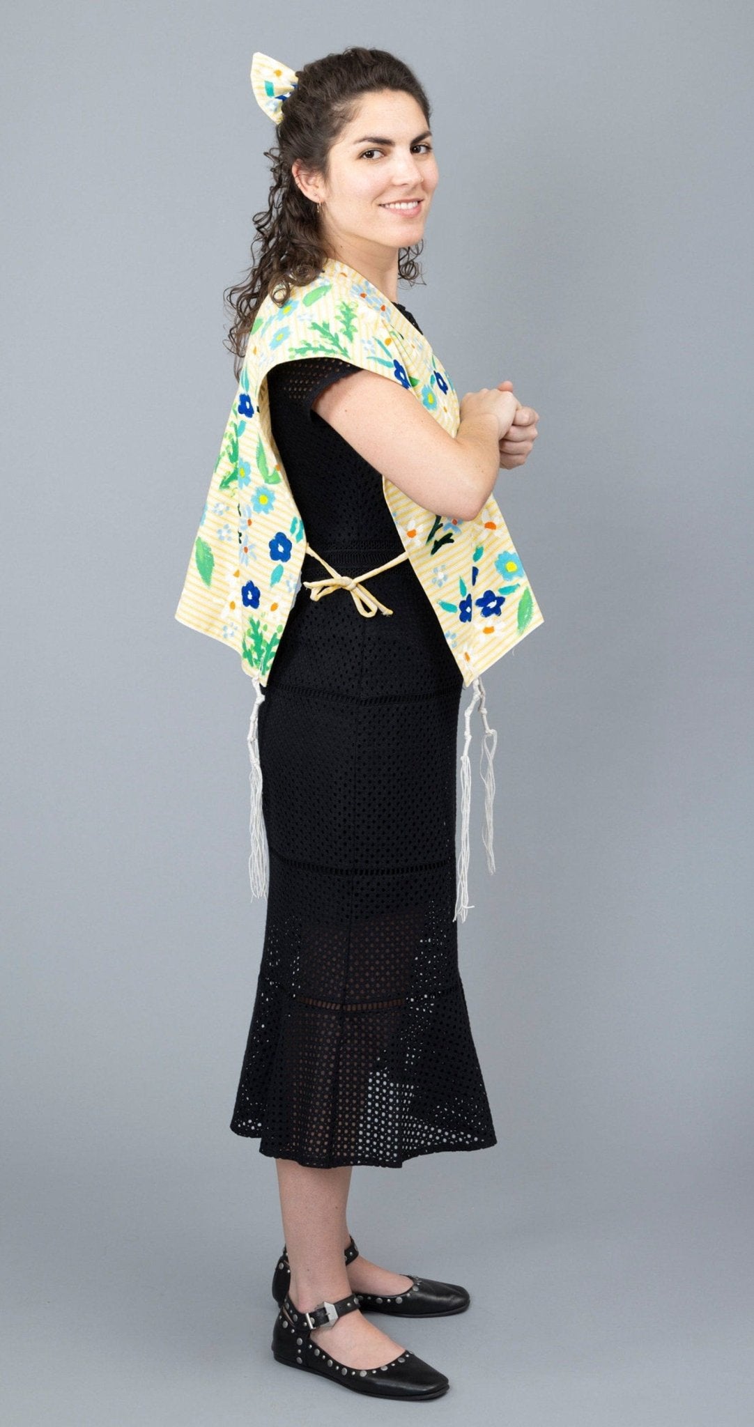 Elly Bovarnick Studios - Hands - Free Yellow Floral Tallit, Hair Bow - ModernTribe
