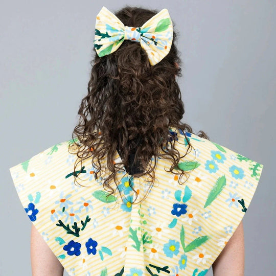 Hands-Free Yellow Floral Tallit, Hair Bow